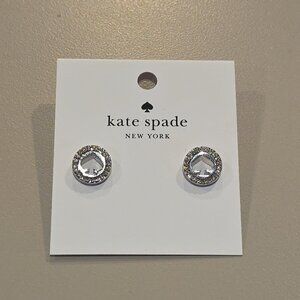 Kate Spade NY Spot the Spade Pavé Halo Stud Earrings Silver Crystals $59 MSRP